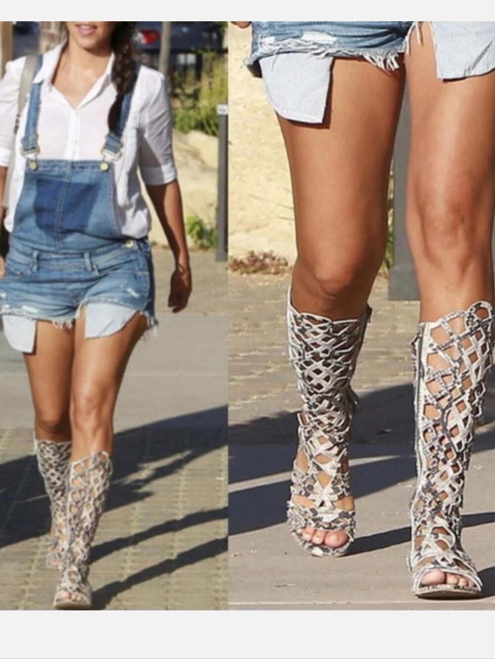 Stuart Weitzman Cream and Black Snake-Print Gladiator Sandals - Picture 4 of 8